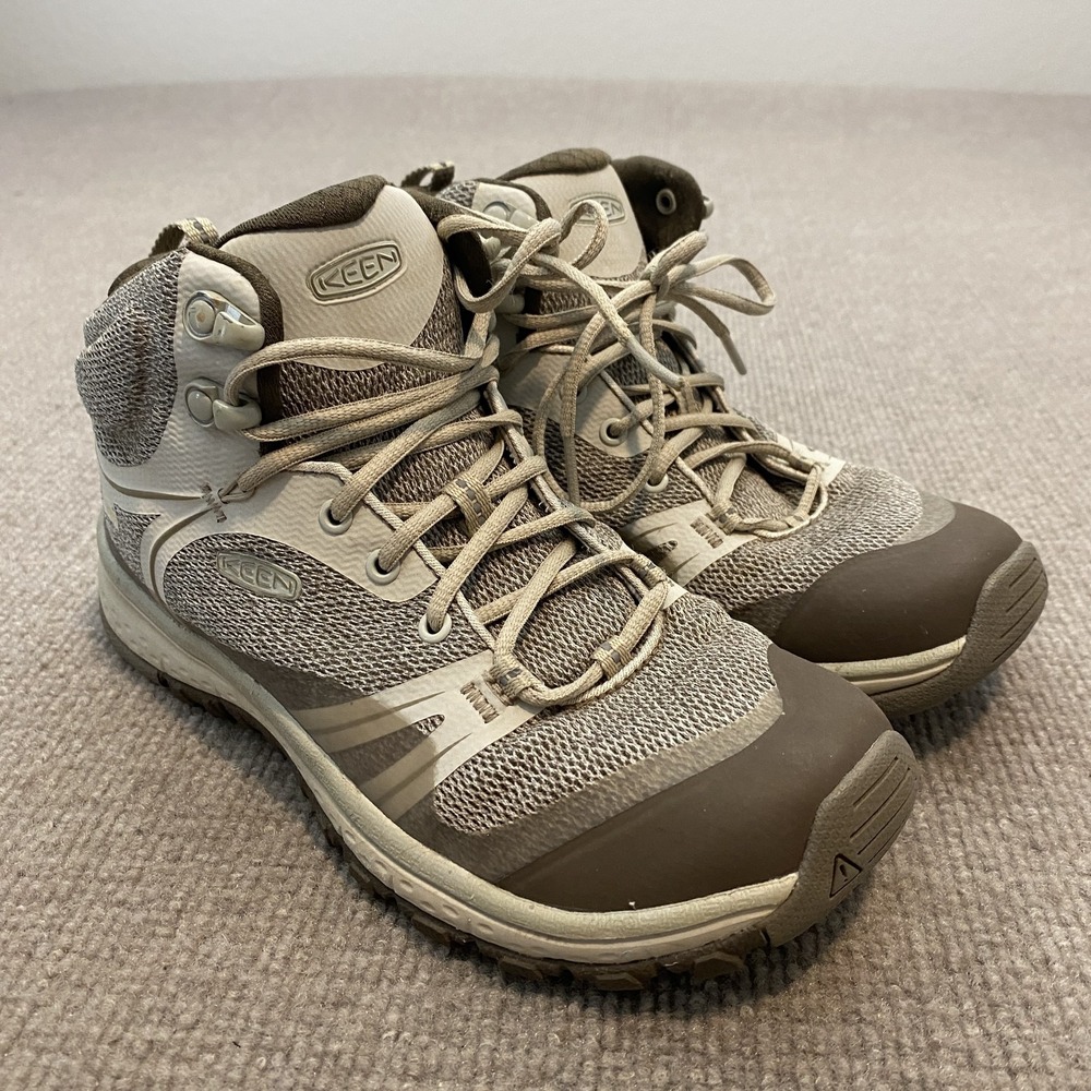 KEEN Boots Womens Size 6 Gray Brown Synthetic Waterproof Ankle Hiking Gorpcore